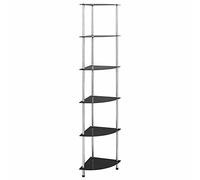 CIADAZ Étagère 6 niveaux, bibliothèque étagère, étagère à livres, étagère escalier, étagères pour chambre d'enfant, meubles étagères, verre trempé noir 30 x 30 x 160 cm