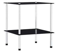 CIADAZ Étagère à 2 niveaux, bibliothèque étagère, étagère à livres, étagère escalier, étagères pour chambre d'enfant, meubles étagères, verre trempé noir 40 x 40 x 47 cm