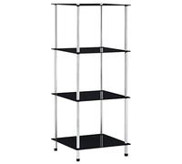 CIADAZ Étagère à 4 niveaux, bibliothèque étagère, étagère à livres, étagère escalier, étagères pour chambre d'enfant, meubles étagères, verre trempé noir 40 x 40 x 100 cm