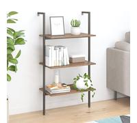 CIADAZ Étagère inclinée à 3 niveaux, étagères pour livres, étagères de rangement, meuble étagère, meuble organisateur, étagère de bureau, marron foncé, noir, 64 x 35 x 120,5 cm