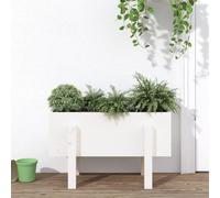 CIADAZ Jardinière Blanc 62x30x38 cm Bois Massif de pin,Jardiniere sur Pieds,Bac avec Treillis,Jardiniere Terrasse