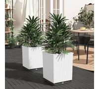 CIADAZ Jardinières 2 pcs Blanc 30x30x37 cm polypropylène,Jardiniere sur Pieds,Jardiniere Terrasse