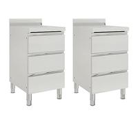 CIADAZ Lot de 2 armoires de cuisine commerciales 3 tiroirs en acier inoxydable, meubles de cuisine, table de travail,