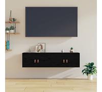 CIADAZ Lot de 2 armoires murales suspendues en bois massif de pin noir 60 x 30 x 30 cm