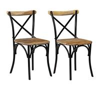 CIADAZ Lot de 2 chaises modernes avec dossier croisé en bois massif de manguier noir