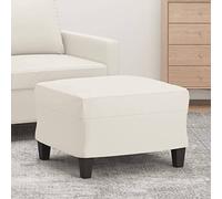 CIADAZ Repose-pieds en cuir synthétique crème 60 x 50 x 41 cm, repose-pieds pour salon, repose-pieds canapé, tabourets bas, pub pour s'asseoir, tabouret repose-pieds 349336