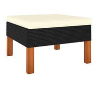 CIADAZ Repose-pieds en rotin, tabouret de terrasse, tabouret de jardin, repose-pieds canapé, tabourets bas, tabouret repose-pieds, synthétique et bois massif d'eucalyptus