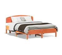 CIADAZ Structure de lit avec tête de lit en bois de pin marron ciré, 135 x 190 cm, base de lit, structure de lit, cadre de lit, cadre de lit, lit juvénile, lit jeune, lit de chambre, sommier - 3207232