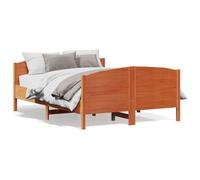 CIADAZ Structure de lit avec tête de lit en bois de pin marron cire 135 x 190 cm, sommier, bases de lit, lit jeune, cadre de lit - 3216184