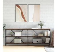 CIADAZ Table console en fer bois ingénierie chêne fumé 200 x 30 x 75 cm, table d'entrée, table d'entrée étroite, table basse de salon, table d'appoint, meuble d'entrée