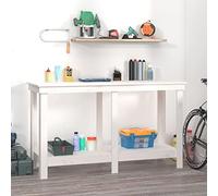 CIADAZ Table de travail atelier, chevalet de table, banc d'outils, banc de travail, chevalet de table, en bois massif de pin blanc, 140 x 50 x 80 cm