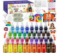 CIANBIFN Kit de teinture batik 38 couleurs - Kit tout-en-un - Kit de bricolage créatif avec élastiques, gants, etc. - Bouteilles à presser pour enfants, adultes, tissus, vêtements