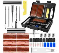CIANBIFN Kit Reparation Pneu Voiture 64pcs, Kit Meche Pneu Voiture Kit Crevaison Voiture Reparation Pneu Voiture pour Auto, Motos, Jeep, Voitures, Camions, SUV, Tracteurs, VTT, Noir