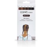 Ciao 5+1 Set « Hair Tones 2 », 5 Twin Marker Avec Une Pointe Moyenne Et Une Pointe Brush, Incl. Multiliner Black 0,3 Mm