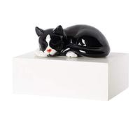Ciao Amico Mio Urne funéraire pour animaux en bois laqué blanc et miniature en céramique de chat noir
