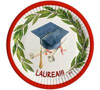 Ciao - Assiettes en papier compostables Laurea (Ø 23 cm), 8 pièces 22-24 cm, multicolore, 34788