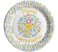 Ciao - Assiettes en papier compostables Première Communion (Ø18 cm), 8 pièces 16-21 cm, multicolore, 34772