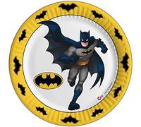 Ciao - Assiettes en papier FSC compostables Batman (Ø23 cm), 8 pièces diam 23, jaune, gris, blanc, 20221