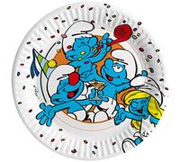 Ciao - Assiettes Papier compostables Pouffi (Ø18 cm), 8 pièces 16-21 cm, bleu clair, blanc, 24060