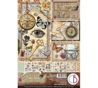 Ciao Bella assortiments de papiers Cabinet of Curiosities A4 9 feuilles papier à motifs pour scrapbooking cartes de vœux emballages cadeaux projets DIY