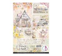 Ciao Bella assortiments de papiers Flower Shop, A4, 9 feuilles, 190 g/m², papier de bricolage pour hobbies et comme cadeau, papier décoratif double face