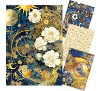 Ciao Bella Assortiments de soie de paille à motifs Celestial 4 pièces A4 4 motifs DIY travaux manuels, papier de riz, papier de découpage