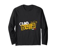 Ciao Bella Drapeau Italien Coup de Pinceau Typographie Jaune Manche Longue