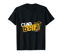 Ciao Bella Drapeau Italien Coup de Pinceau Typographie Jaune T-Shirt