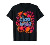 Ciao Bella Inscription Italienne Motif Floral T-Shirt