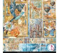 Ciao Bella papier à motifs Esprit de Voyage 30,5x30,5 cm imprimé des deux côtés, sans lignine, sans acide, idéal pour les projets créatifs