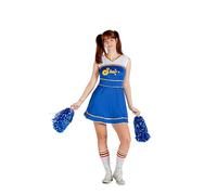 Ciao- Cheerleader Pom-Pom Girl costume déguisement fille femme adulte (Taille unique) avec pompons, bleu