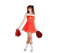 Ciao- Cheerleader Pom Girl Costume déguisement Fille Femme Adulte avec Pompons Disguise, Women, 63000, Red, Taille Unique