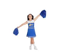 Ciao- Cheerleader Pom-Pom Girl costume déguisement fille (Taille 10-12 ans) avec pompons, bleu