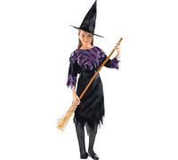 Ciao- Costume sorcière de la Nuit Taille L (7-9 Ans) Strega déguisement Enfant, Fille, 61144.L, Noir/Lilas