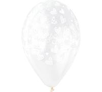 Ciao - Enveloppe 25 ballons de mariage "Viva I Sposi" Crystal en latex naturel Premium Quality G120 (Ø 33 cm / 13"), transparent