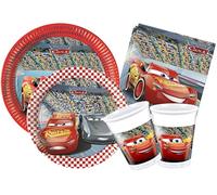 Kit Table Fête Party Disney Cars 3 pour 8 Personnes (44 pièces: 8 Assiettes en Papier Ø23cm, 8 Assiettes en Papier Ø20cm, 8 gobelets 200ml, 20 Serviettes en Papier 33x33cm)