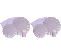 Ciao Kit Table Fête Party Flower Shape pour 8 Personnes (44 pièces: 8 Assiettes Ø23cm, 8 Assiettes Ø18cm, 8 gobelets 200ml, 20 Serviettes 33x33cm) en Papier compostable eco-Friendly, Violet Lavande