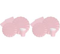 Ciao Kit Table Fête Party Flower Shape pour 8 Personnes (44 pièces: 8 Assiettes Ø23cm, 8 Assiettes Ø18cm, 8 gobelets 200ml, 20 Serviettes 33x33cm) en Papier compostable eco-Friendly, Rose Pastel