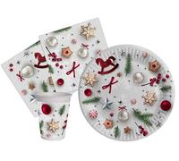 Ciao- Kit Vaisselle de Fête Christmas (Assiettes, gobelets, Serviettes), AZ172, Multicolor, 24 Persone