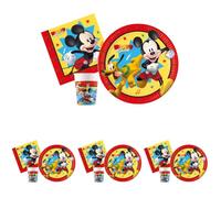Ciao Kit Vaisselle de Fête Disney Mickey Jump into Fun pour 8 personnes (36 pcs: 8 assiettes Ø23cm, 8 gobelets 200ml, 20 serviettes 33x33cm) en papier FSC compostable eco-friendly (Lot de 4)