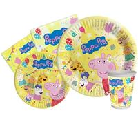 Ciao- Kit Vaisselle de Fête Peppa Pig (Assiettes, gobelets, Serviettes), AZ048, Multicolor, 24 Persone