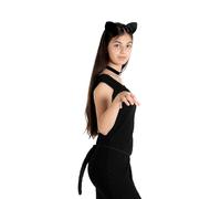 Ciao- Kitty Minou Petite Chat Noir kit de déguisement fille (tiare avec oreilles, queue, choker)