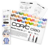 Ciao Layer & Mix Starter Set « Serene », Set De Marqueurs Avec 3 Couleurs, Papier Marqueur Et Modèle De Dessin À Reproduire, Y Compris Fiche D'exercices De Prise En Main[Z3938]