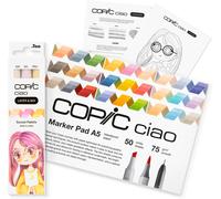 Ciao Layer & Mix Starter Set « Sunset », Set De Marqueurs Avec 3 Couleurs, Papier Marqueur Et Modèle De Dessin À Copier, Incl. Fiche D'exercices De Prise En Main[Z1451]
