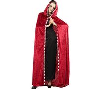 Ciao- Manteau Domino déguisement de Velours avec Capot (Taille Unique Adult) Disguise Accessory, Unisex, 60073, Rouge, Taglia Unica