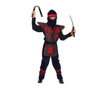 Ciao Ninja Fighter Costume déguisement garçon avec kit d'fausses Armes Disguise, Boys, 27133.7-9, Black, Red, 7-9 Years