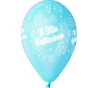 Ciao - Pack 25 balloons "Il Mio Battesimo" in natural latex Premium Quality G120 (Ø 33cm / 13"), pastel light blue