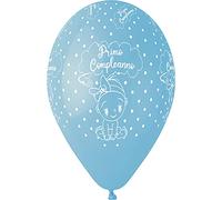 Ciao - Pack 25 balloons pearly Primo Compleanno in natural latex Premium Quality G120 (Ø 33cm / 13"), light blue pearl