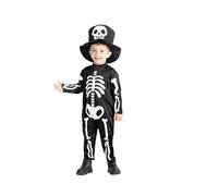 Ciao- Petit Squelette costume déguisement combinaison unisex baby (Taille 1-2 ans) avec chapeau, Black, White