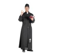 Ciao- Prêtre Costume déguisement Homme Adult Disguise, Men, Uni, 16840.L, Black, XL